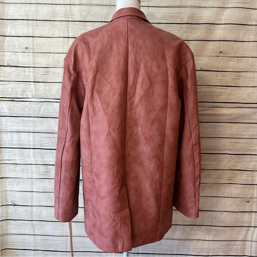 House of CB Womens Kiera Oversize Faux Leather Jacket Size Large Pink NWT - Picture 3 of 16